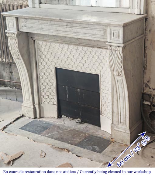 Carrara marble mantelpiece with corbel-style supports, Napoleon III period-5